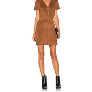 Paper Crane Western Brown Front Tie Mini Dress